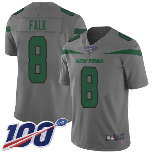 New York Jets Limited Gray Youth Luke Falk Jersey NFL Football #8 100th Season Inverted Legend->youth nfl jersey->Youth Jersey